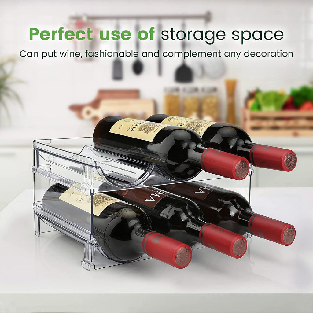 Stackable Water Bottle Organizer - 2 Pack Cabinet Storage Rack for Efficient Water Bottle Organization