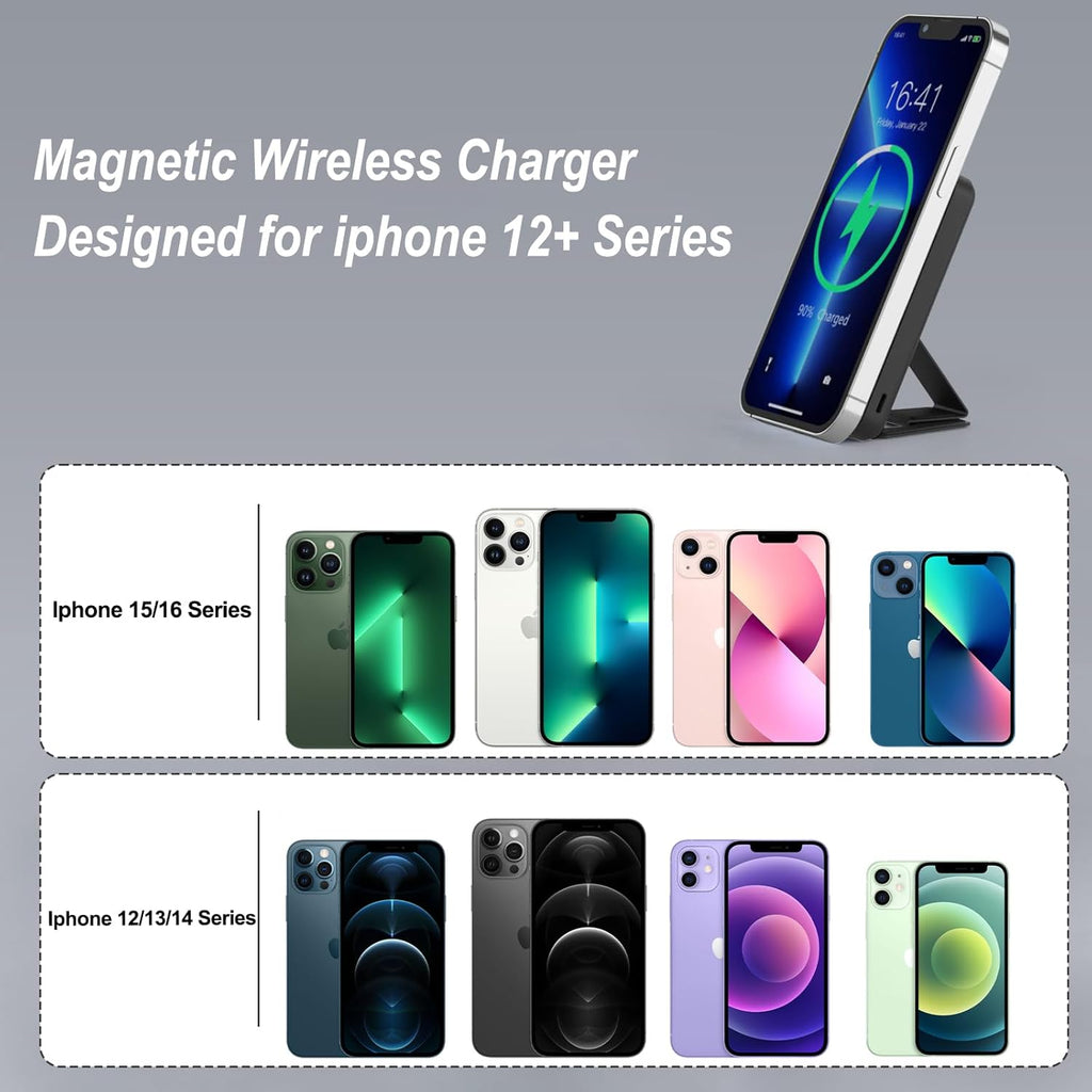 for Magsafe Power Bank, 10000Mah Foldable Magnetic Battery Pack with LED Display, 3 in 1 Wireless Portable Charger with 22.5W Fast Charging for Iphone 17/16/15/14/13/12 Pro/Pro Max/Plus/Mini