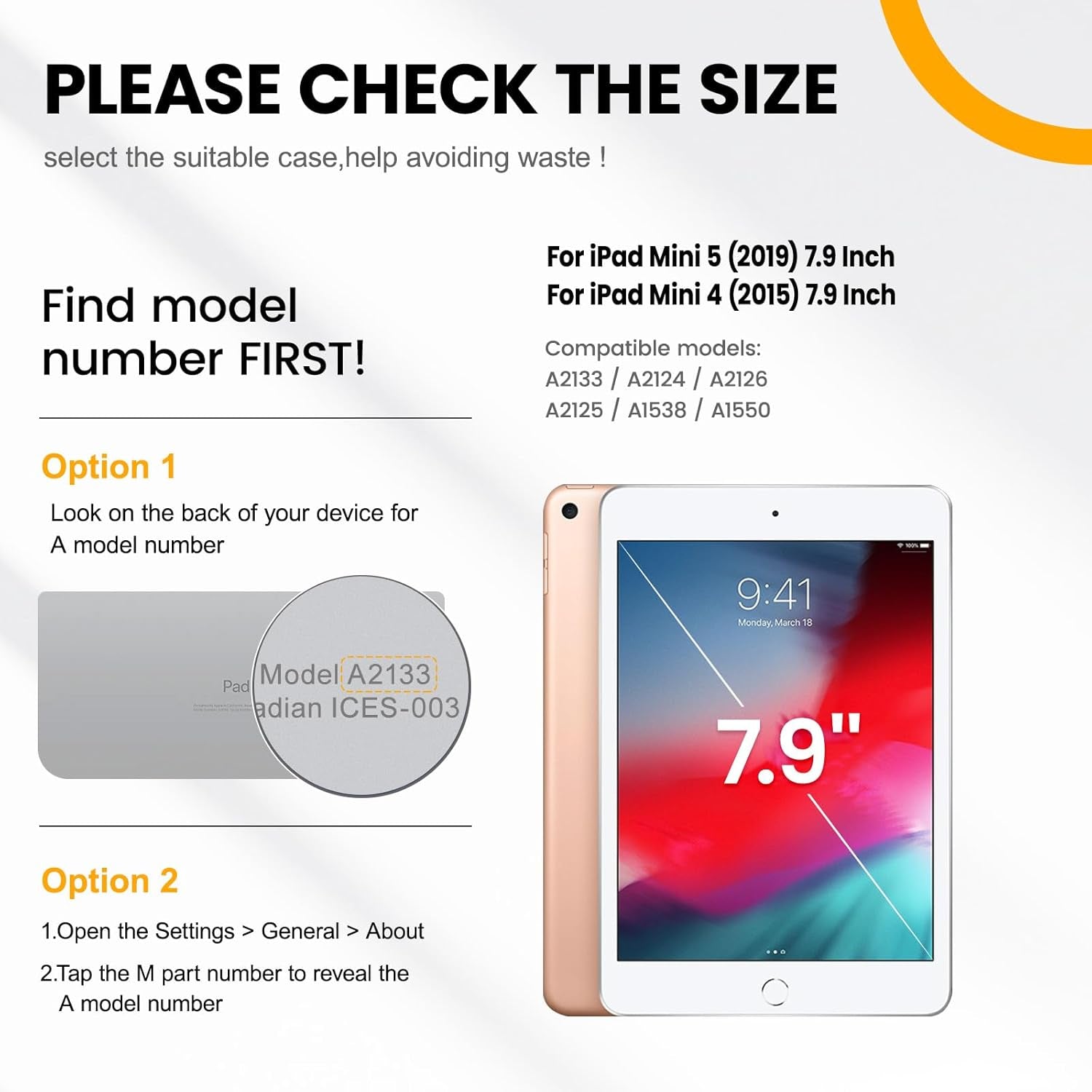 iPad Mini 5th/4th Generation 7.9" Heavy-Duty Case with Screen Protector, Kickstand, Hand/Shoulder Strap, and Pencil Holder - Orange