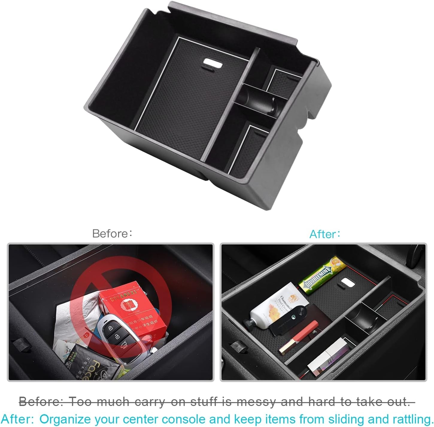 Center Console Organizer Tray for 2022-2024 Hyundai Santa Cruz and Tucson (Limited & Hybrid Models) with White Mat