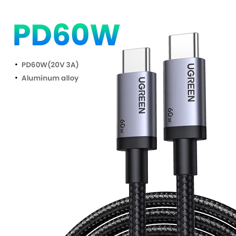USB C Cable PD60W Fast Charge Cable for Iphone 17 16 15 Samsung S25 S24 Ipad Macbook Air Xiaomi Fast Charging Data Cable
