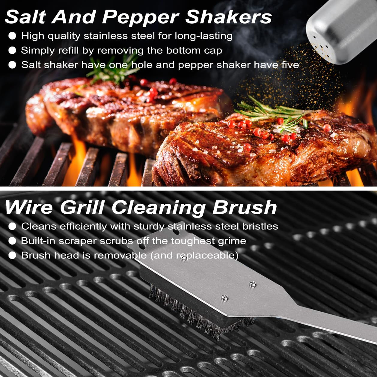 29 PCS BBQ Grill Accessories Stainless Steel BBQ Tools Grilling Tools Set with Storage Bag for Fathers Day Dads Birthday Presents - Camping Grill Utensils Set Ideal Grilling Gift for Men Silver