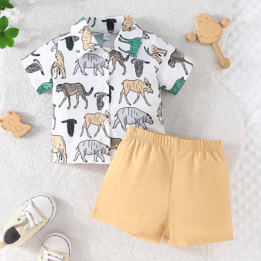 RTKFRFLM Conjunto De Shorts De Verano Para Niño Pequeño 2 Piezas Manga Corta Casual Estampados De Dibujos Animados Tops Camisas De Vacaciones Camiseta Shorts Atuendo Conjunto De Ropa Atuendos,Talla 6-9 Meses