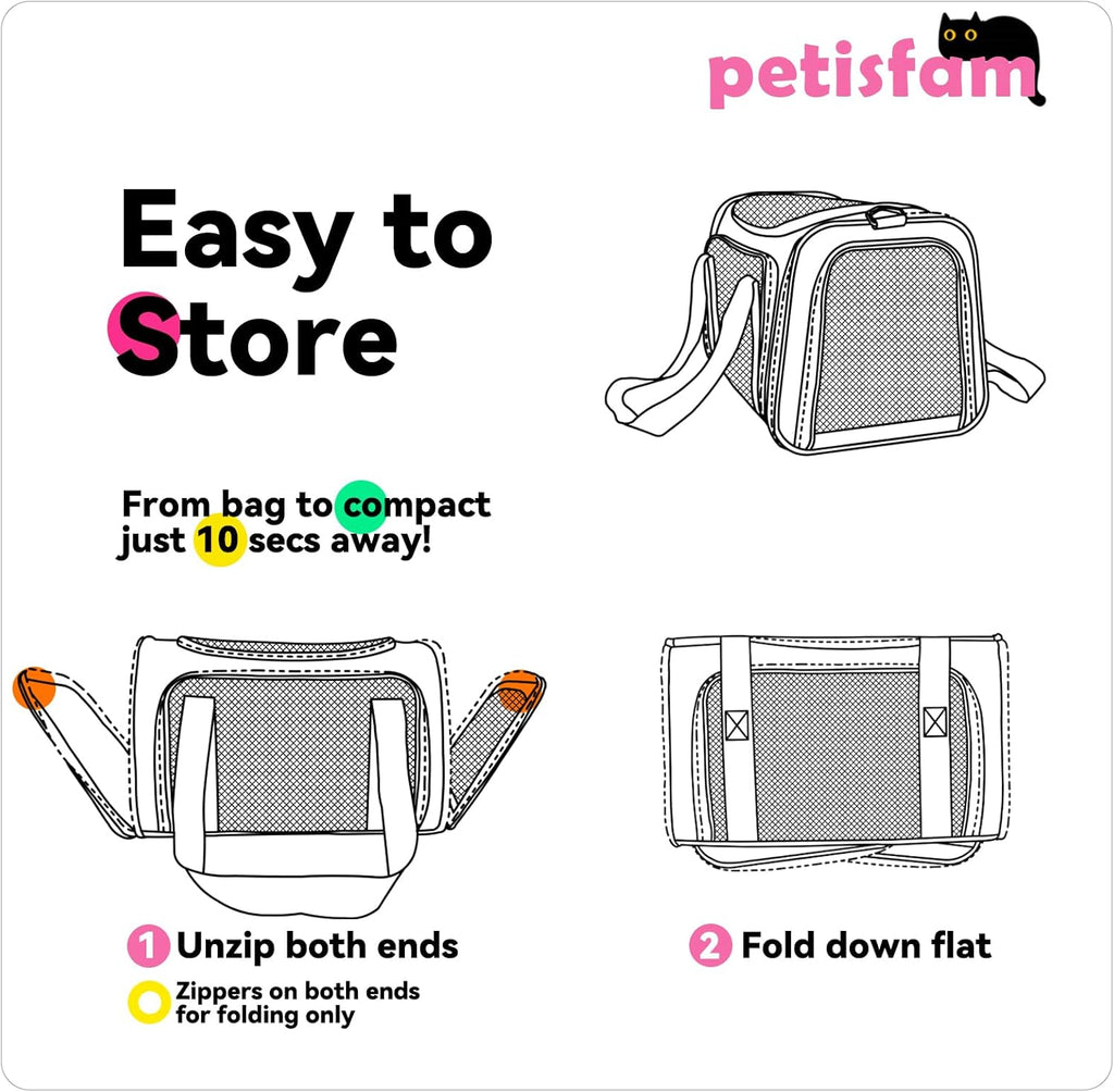 Cozy & Secure Soft Pet Carrier for Medium Cats & Small Dogs - Airline Approved, Escape-Proof, Breathable & Leak-Proof with 3 Doors (Pink)