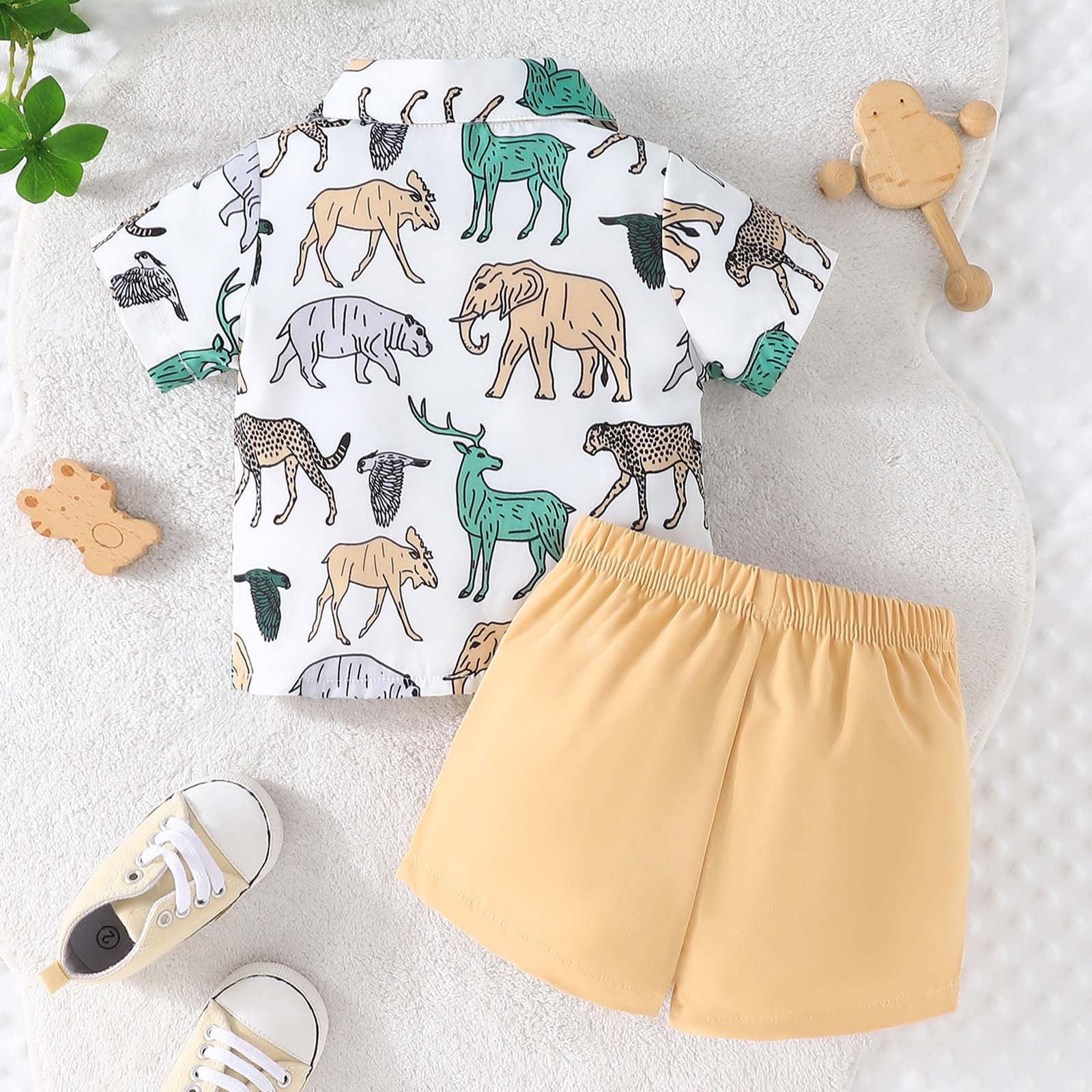 RTKFRFLM Conjunto De Shorts De Verano Para Niño Pequeño 2 Piezas Manga Corta Casual Estampados De Dibujos Animados Tops Camisas De Vacaciones Camiseta Shorts Atuendo Conjunto De Ropa Atuendos,Talla 6-9 Meses