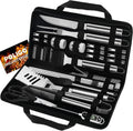 29 PCS BBQ Grill Accessories Stainless Steel BBQ Tools Grilling Tools Set with Storage Bag for Fathers Day Dads Birthday Presents - Camping Grill Utensils Set Ideal Grilling Gift for Men Silver
