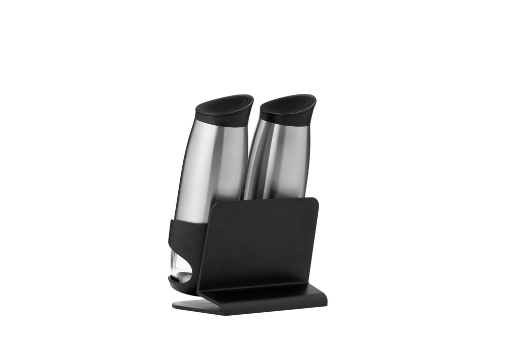 2 Pack Electric Salt and Pepper Grinder Set ,Automatic Pepper Mill Grinder with Charging Base & LED Light,Adjustable Coarseness,One-Handed Operation Salt Pepper Mills ﻿