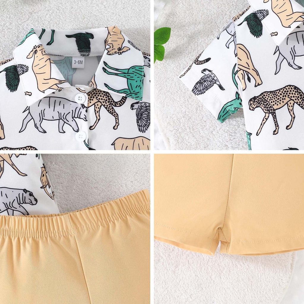 RTKFRFLM Conjunto De Shorts De Verano Para Niño Pequeño 2 Piezas Manga Corta Casual Estampados De Dibujos Animados Tops Camisas De Vacaciones Camiseta Shorts Atuendo Conjunto De Ropa Atuendos,Talla 6-9 Meses