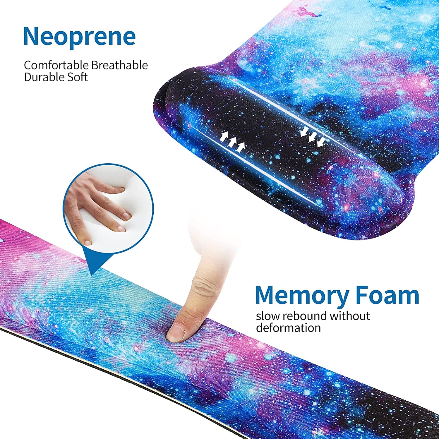 Ergonomic Keyboard and Mouse Wrist Support Set - Durable, Comfortable, and Lightweight for Enhanced Typing and Pain Relief (Galaxy)