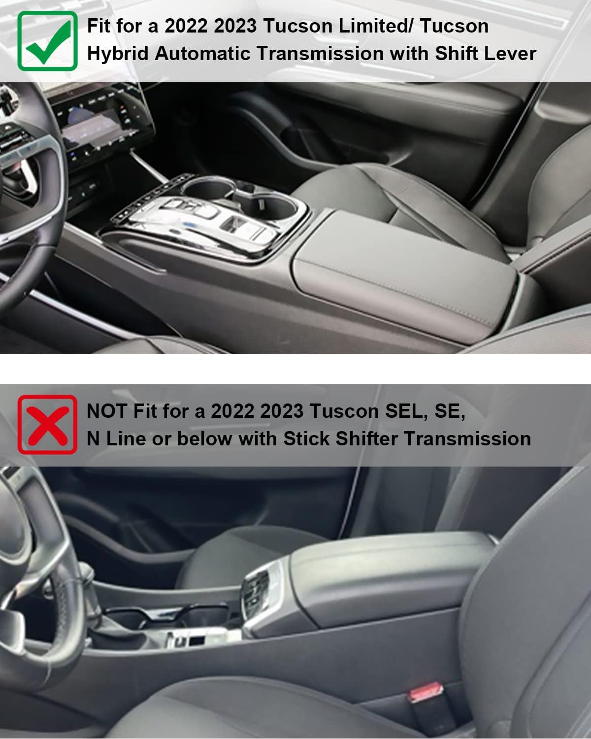 Center Console Organizer Tray for 2022-2024 Hyundai Santa Cruz and Tucson (Limited & Hybrid Models) with White Mat