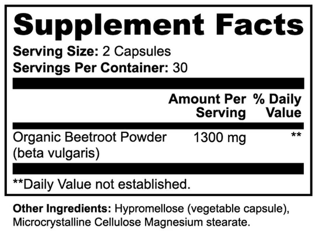 Beetroot Capsules 60 Count, 1300 mg