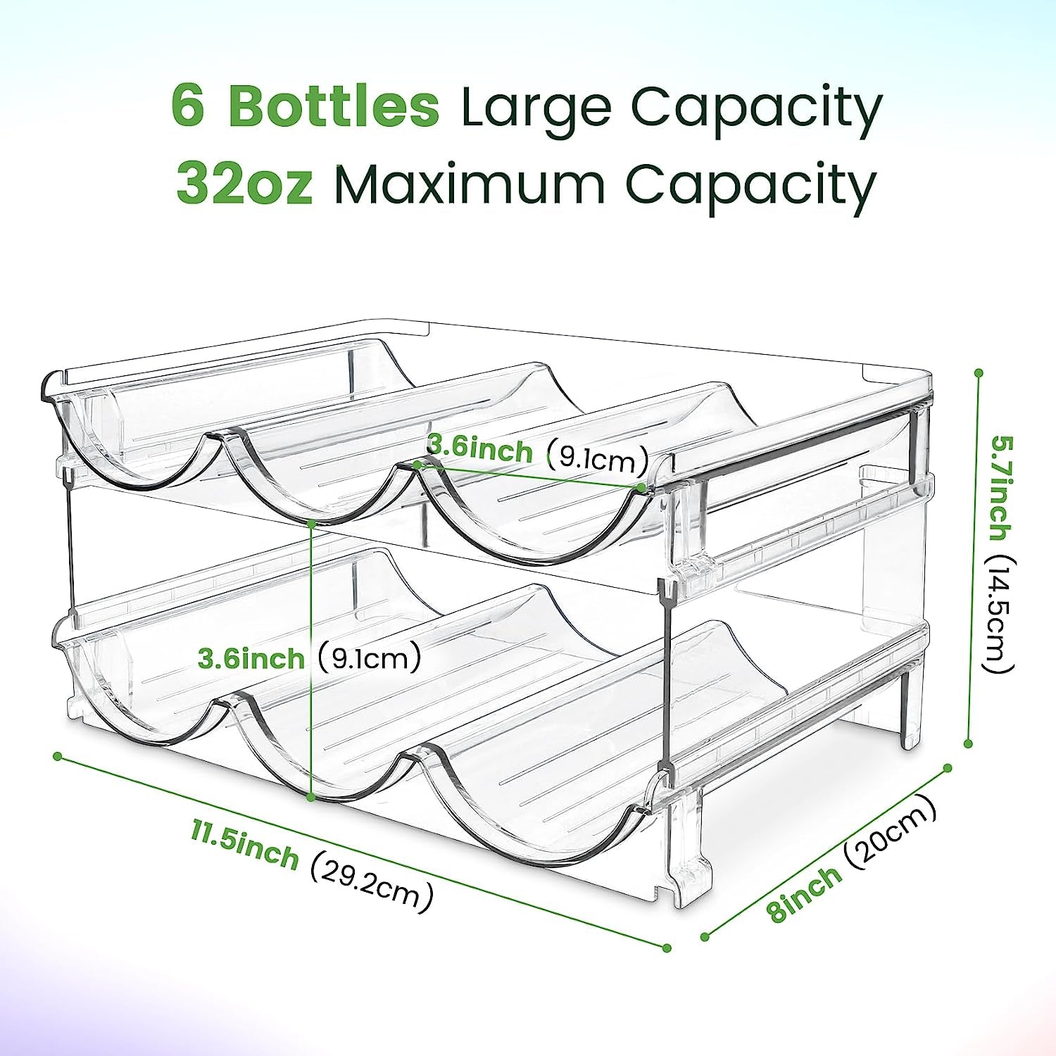 Stackable Water Bottle Organizer - 2 Pack Cabinet Storage Rack for Efficient Water Bottle Organization