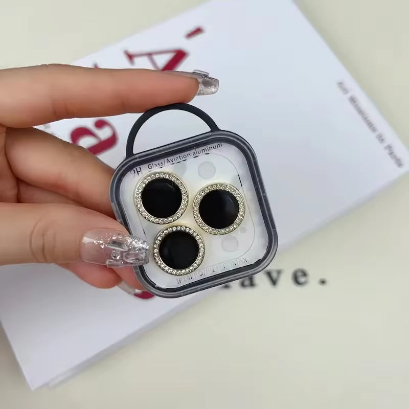 2-3Pcs Diamond Camera Lens Protector for Iphone 12 13 14 15 16 Pro Max Back Mini Cover Lens Ring Glass for Iphone 14 15 plus Fil