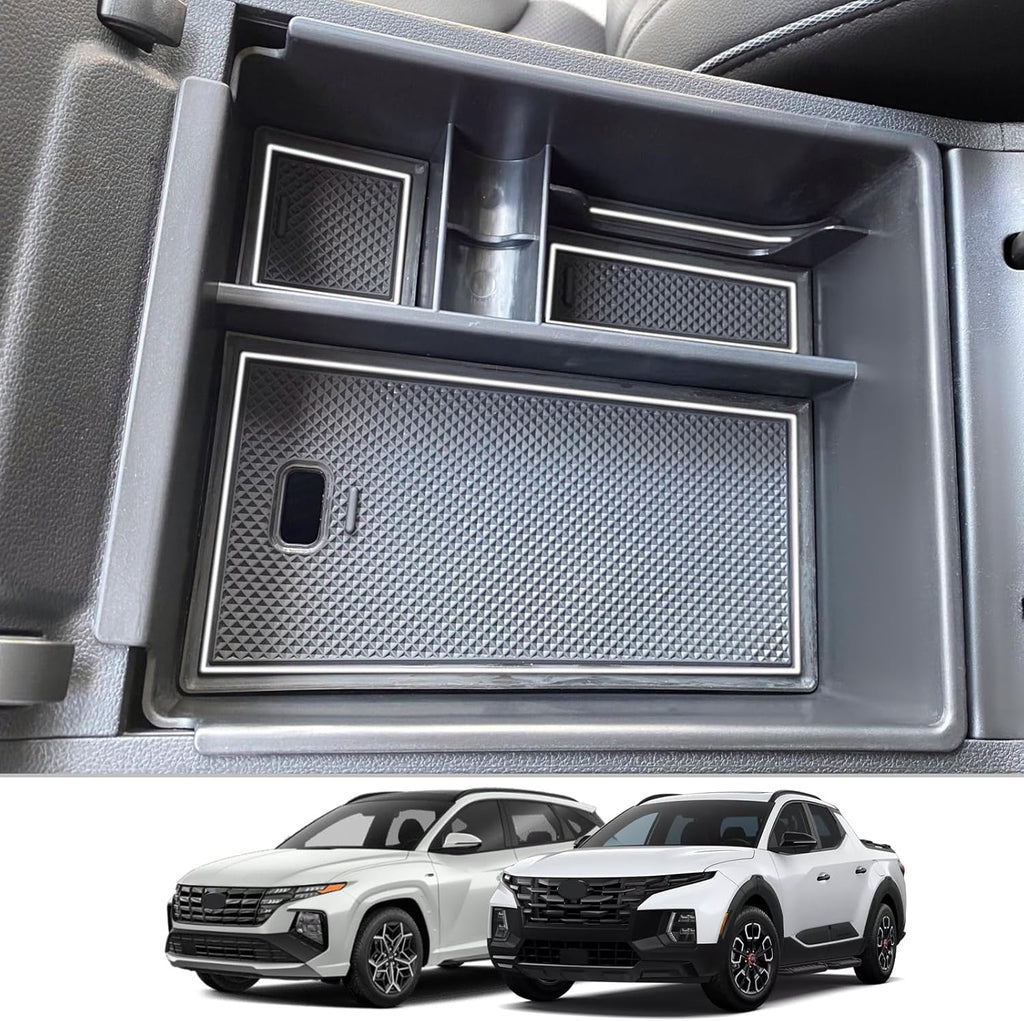 Center Console Organizer Tray for 2022-2024 Hyundai Santa Cruz and Tucson (Limited & Hybrid Models) with White Mat