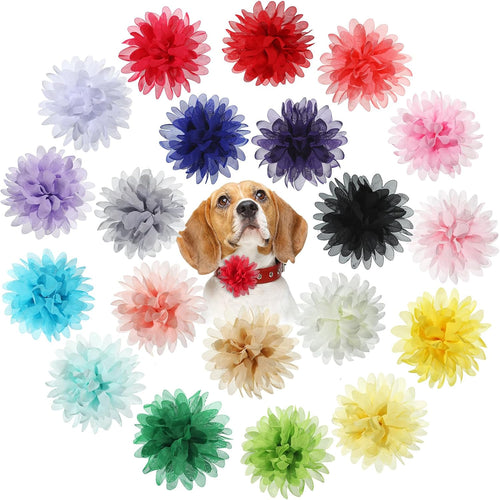 20-Piece Set of 4.7-Inch Multicolored Dog Collar Flower Bow Charms for Pet Grooming Accessories