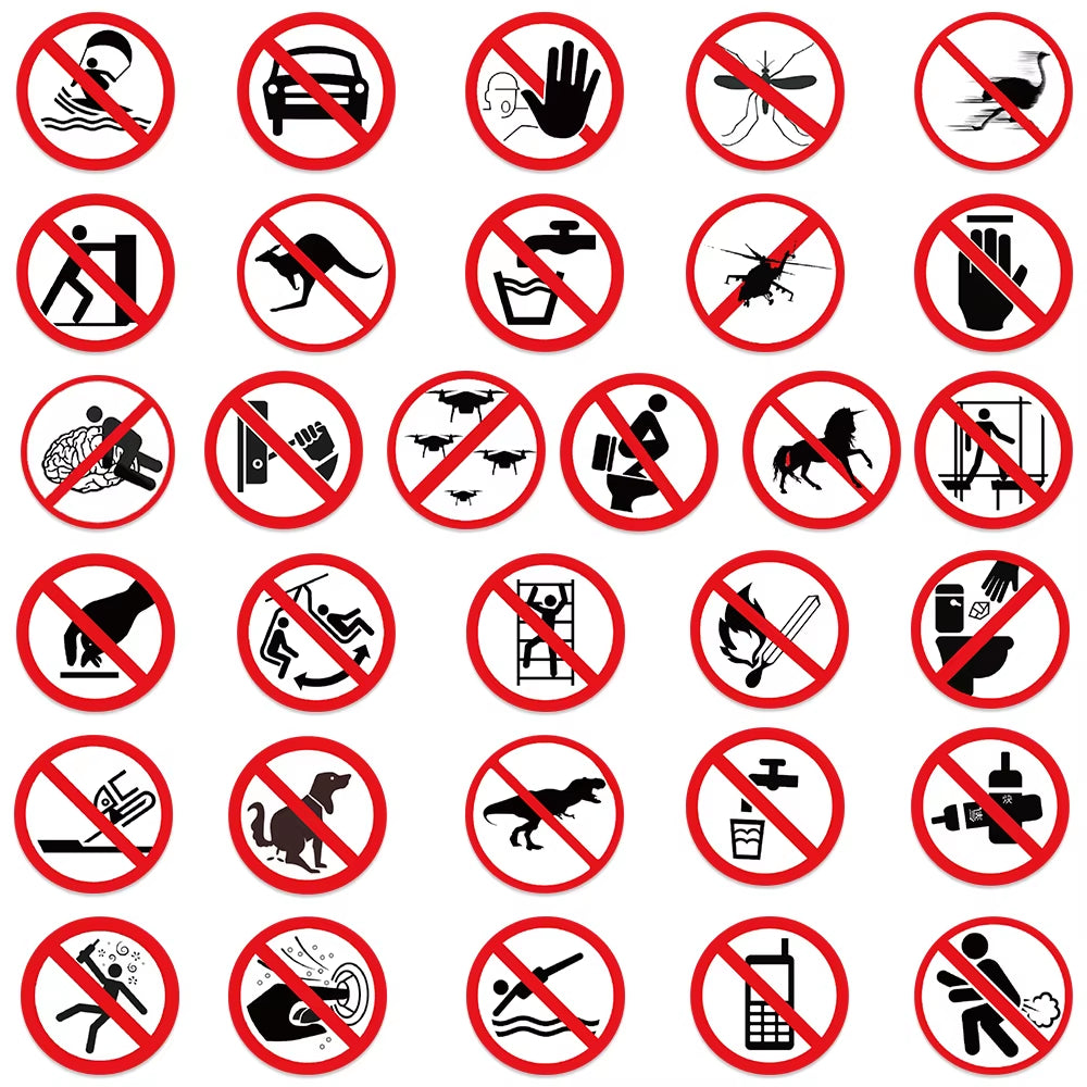 62 Pieces of Fun Warning Stickers for Luggage, Notebooks, Guitars, Skateboards, and Waterproof PVC Graffiti Stickers