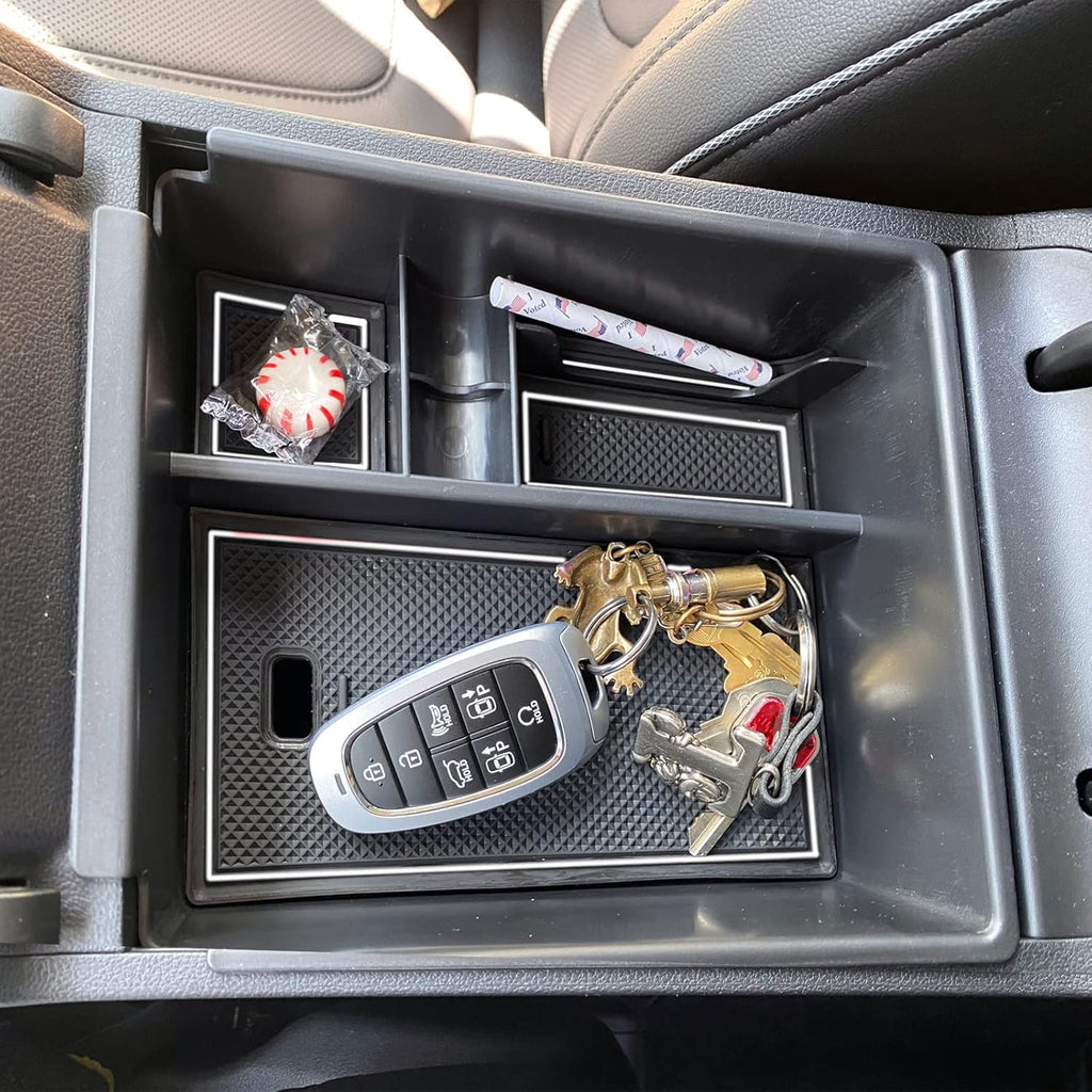 Center Console Organizer Tray for 2022-2024 Hyundai Santa Cruz and Tucson (Limited & Hybrid Models) with White Mat