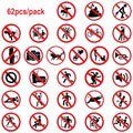 62 Pieces of Fun Warning Stickers for Luggage, Notebooks, Guitars, Skateboards, and Waterproof PVC Graffiti Stickers