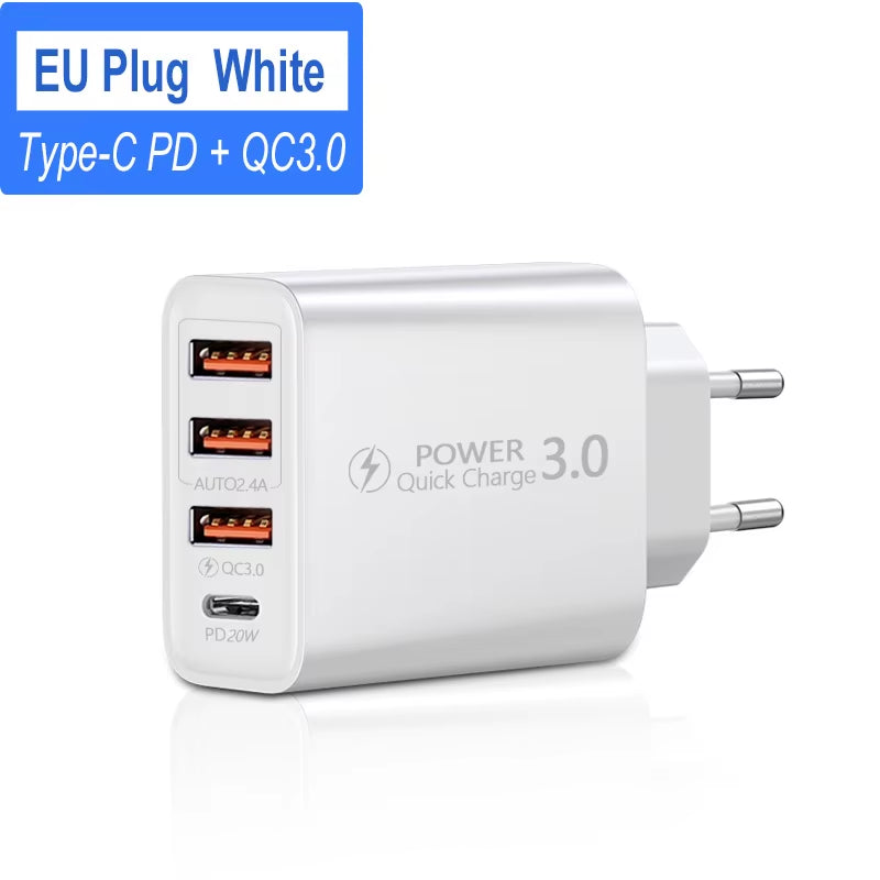 USB Type C Charger 60W PD Fast Charging Phone Charger QC3.0 Wall Power Adapter Travel Charger for Iphone Xiaomi Samsung Huawei