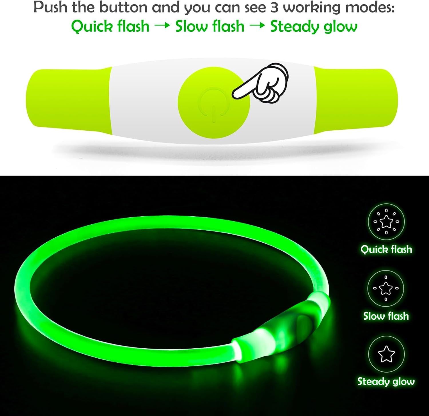Glow Up Your Pup! 🌟 Rechargeable LED Dog Collar for Nighttime Safety - Perfect for All Sizes! 🐾💚