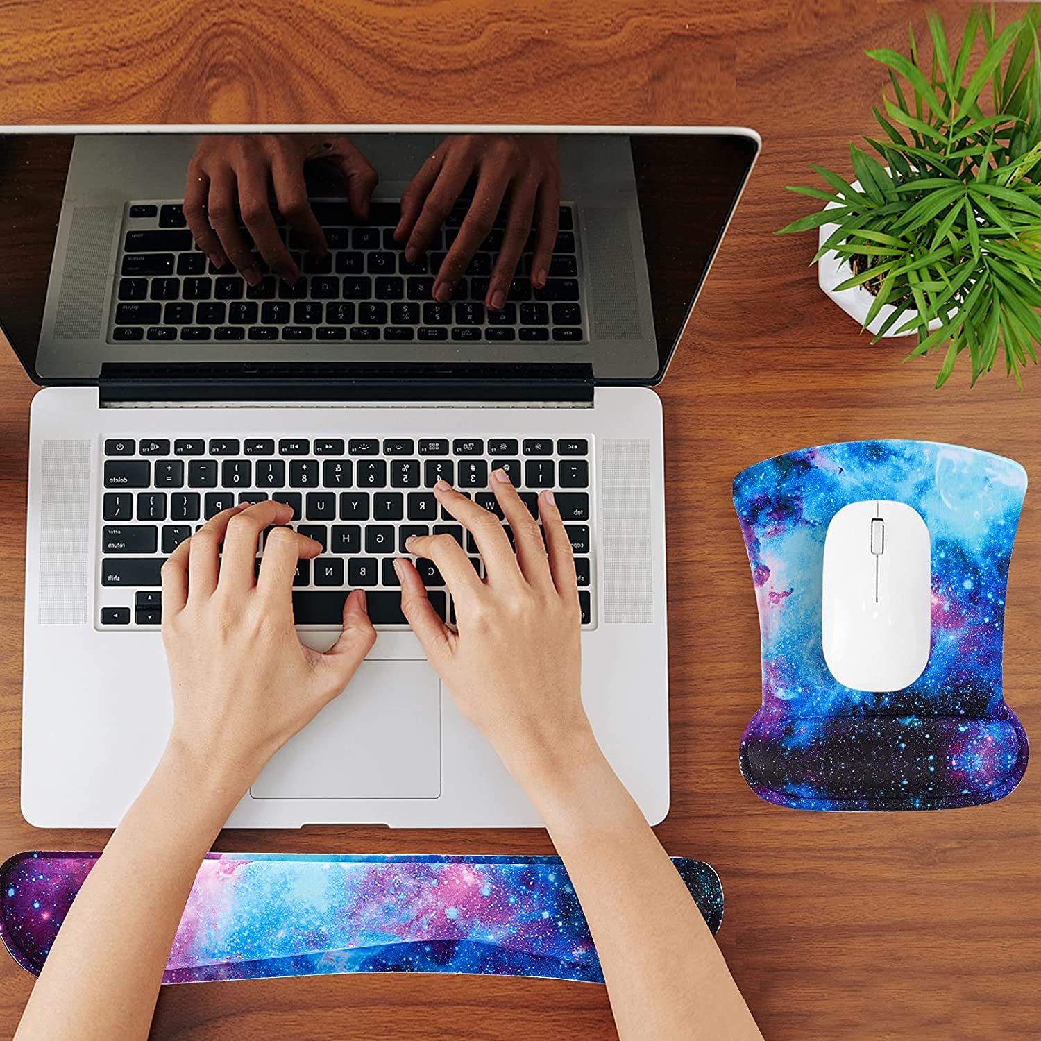 Ergonomic Keyboard and Mouse Wrist Support Set - Durable, Comfortable, and Lightweight for Enhanced Typing and Pain Relief (Galaxy)